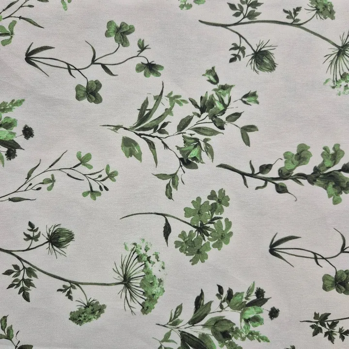 Mantel de algodón y poliéster 150 × 250 cm, estampado ramas verdes