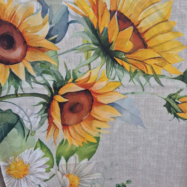 Mantel de algodón y poliéster 150 × 250 cm, estampado girasoles