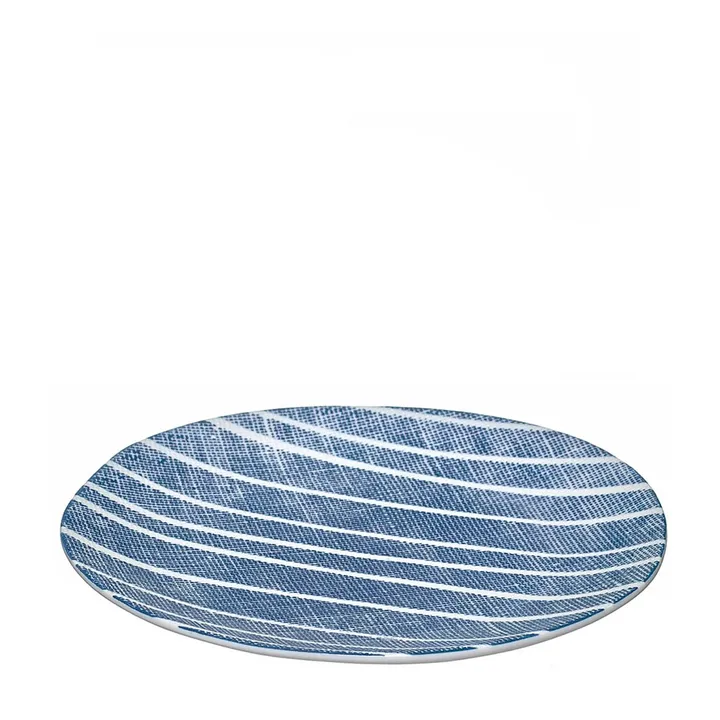 Plato de postre azul y blanco de porcelana 21 cm