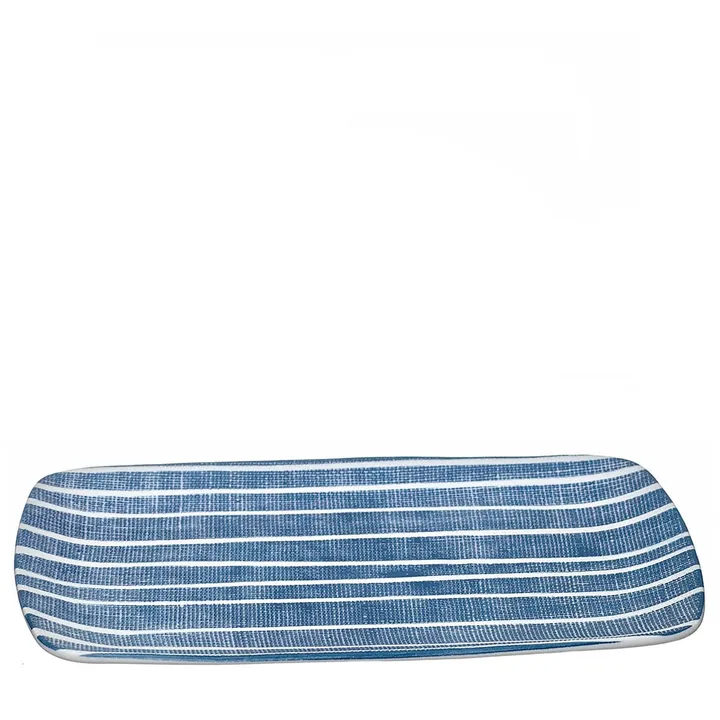 Plato recto azul y blanco de porcelana 27 cm