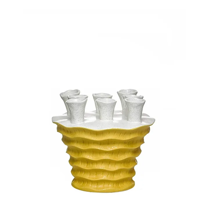 Jarrón porta velas de cerámica, 19 cm de alto
