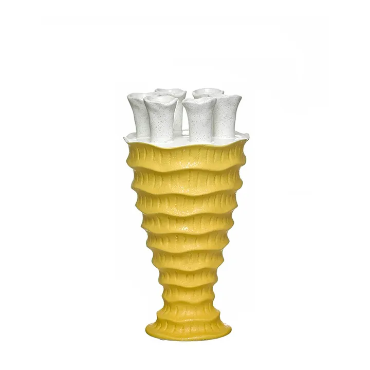 Jarrón porta velas de cerámica, 20,5 cm de alto