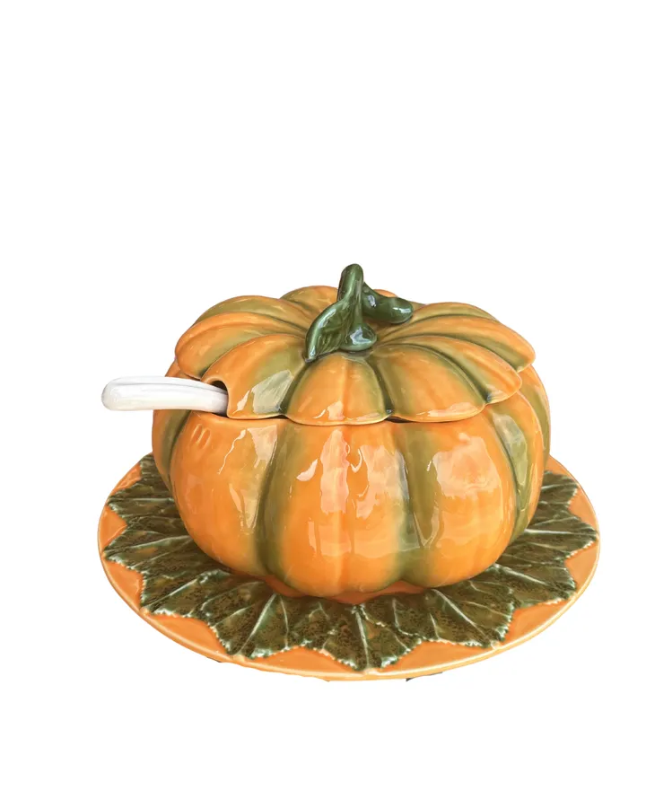 Conjunto sopera artesanal calabaza, imagen 1