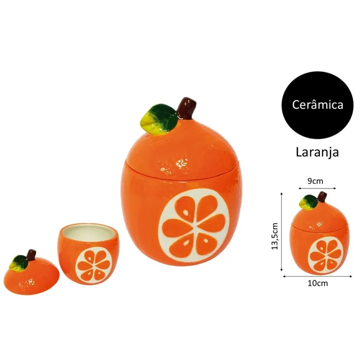 Tarro con tapa forma naranja