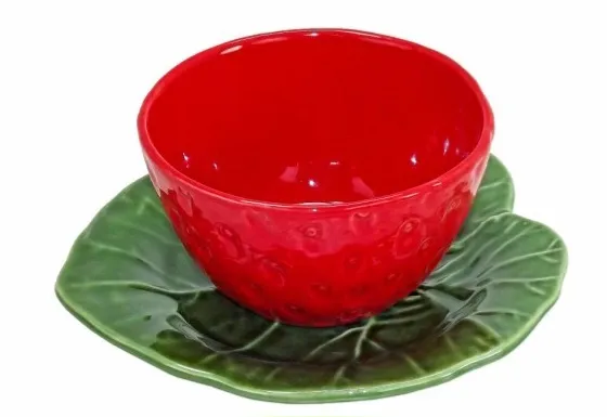 Conjunto cuenco y plato decorativo fresa, imagen 1