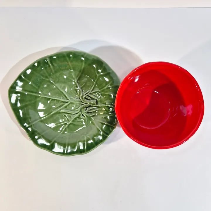 Conjunto cuenco y plato decorativo fresa, imagen 3