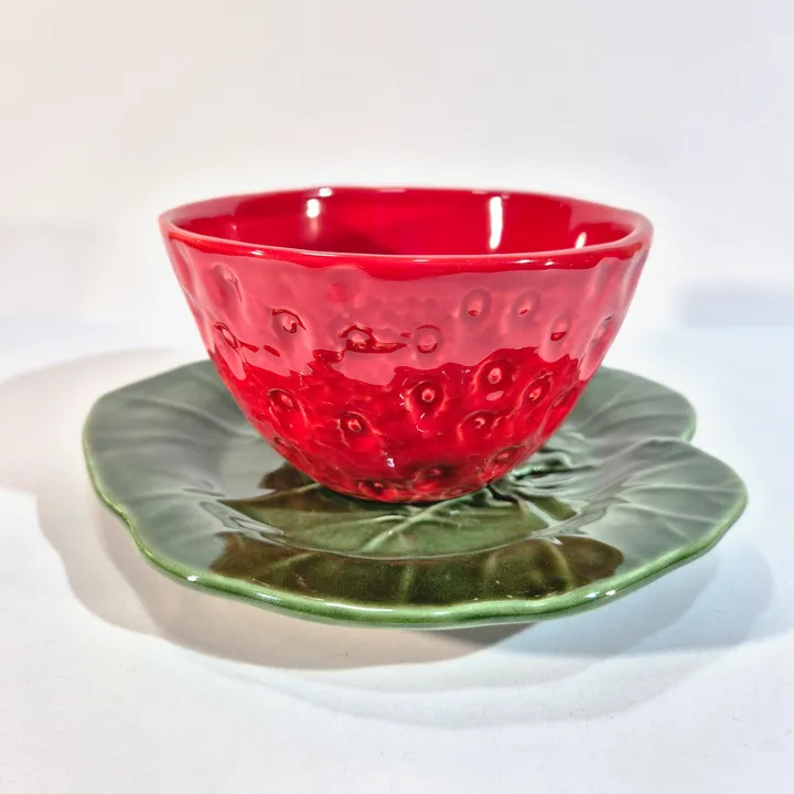 Conjunto cuenco y plato decorativo fresa, imagen 4