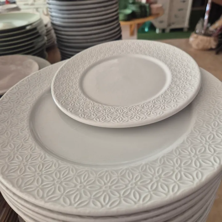 Pack vajilla 18 piezas porcelana blanco roto, imagen 2