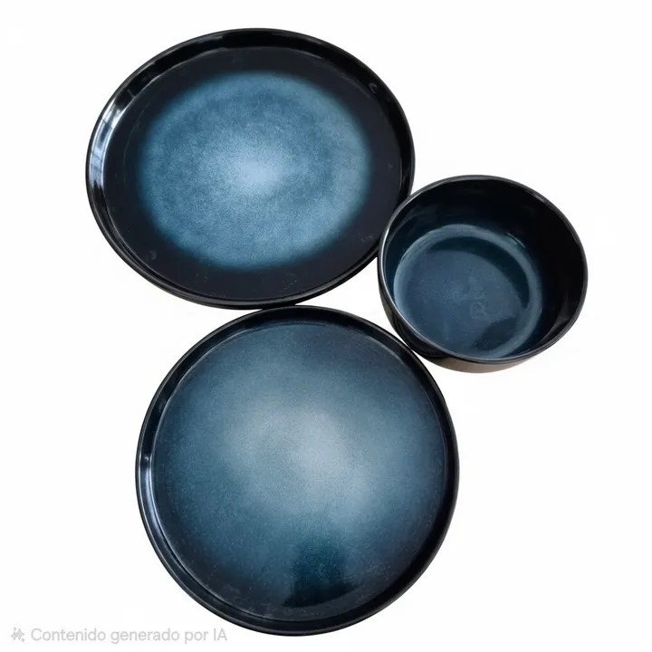 Pack vajilla 18 piezas gres azul marino, imagen 1