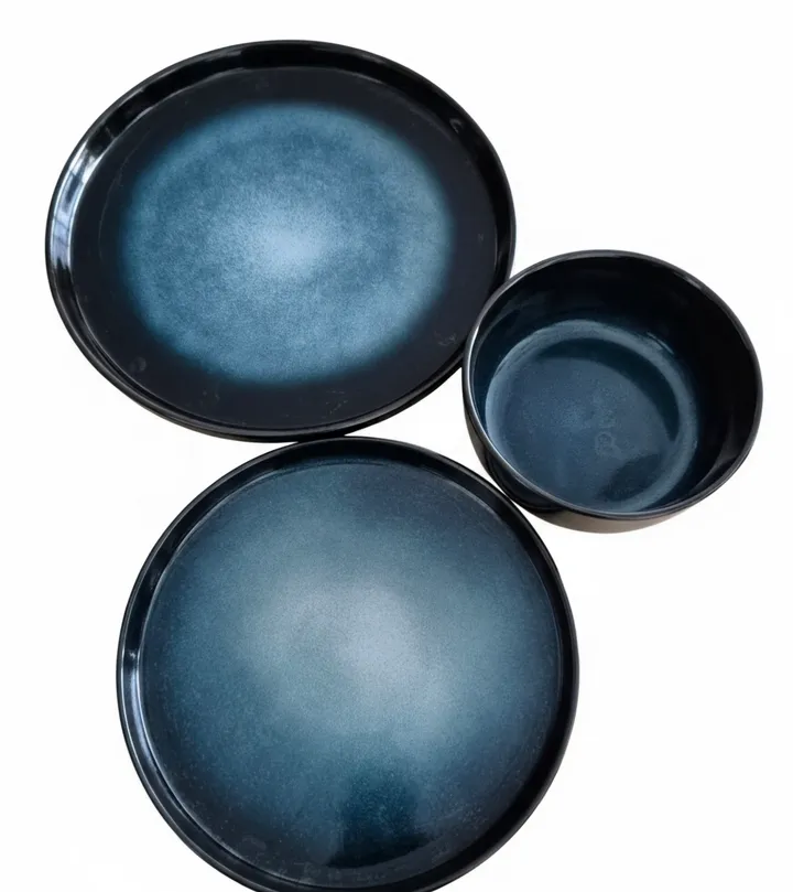 Pack vajilla 18 piezas gres azul marino, imagen 1