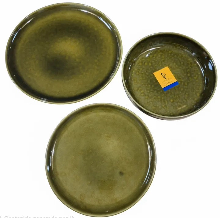 Pack vajilla 18 piezas gres verde