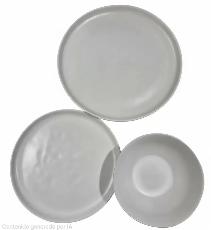 Pack vajilla 18 piezas gres blanco
