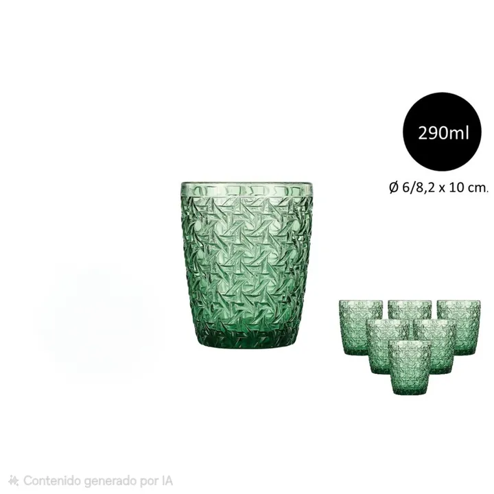 Vaso relieve verde 290ml (pack de 6)