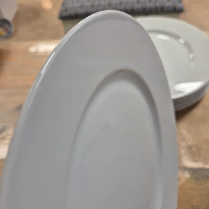 Pack 6 platos llanos porcelana blanca, imagen 5