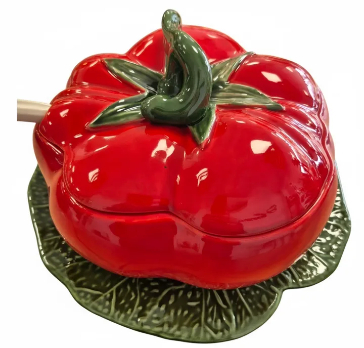 Conjunto sopera artesanal tomate