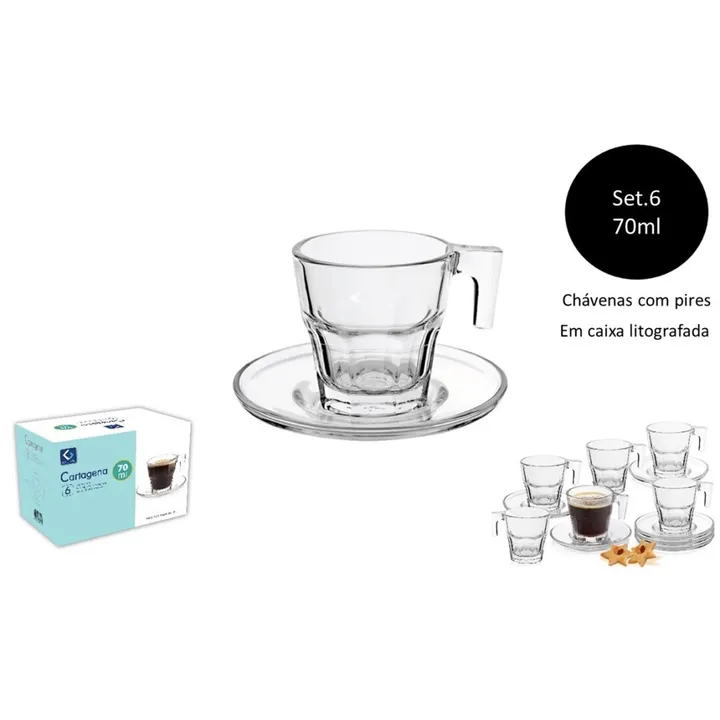 Juego tazas vidrio café expresso (pack de 6), imagen 1