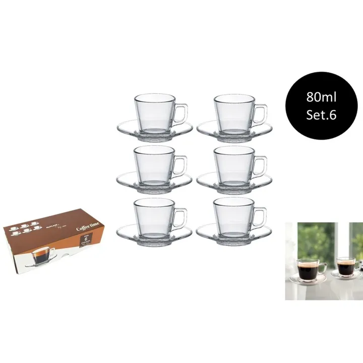 Juego tazas vidrio café expresso (pack de 6)