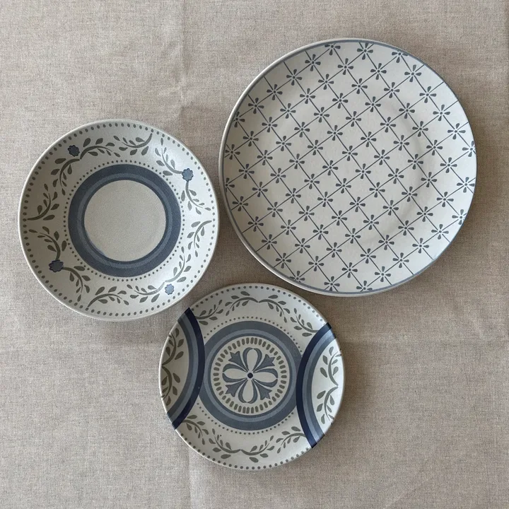 Vajilla de gres decorada 18 piezas (pack de 6)
