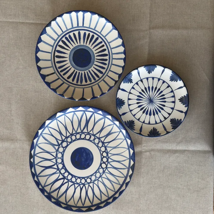 Vajilla de gres flor azul 18 piezas (pack de 6), 6 servicios