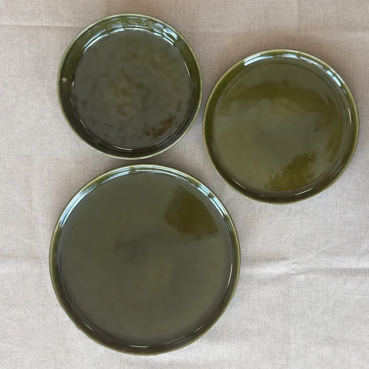 Vajilla de gres verde oliva 18 piezas (pack de 6), 6 servicios