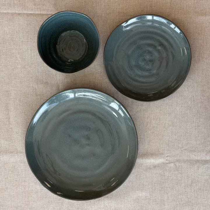 Vajilla de cerámica azul 18 piezas (pack de 6)