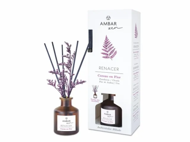 Ambientador mikado Ambar Zen (cerezo en flor, ambar y cedro, oslo santo), imagen 1