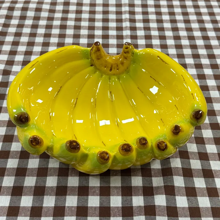 Frutero decorativo forma plátanos, cerámica artesanal