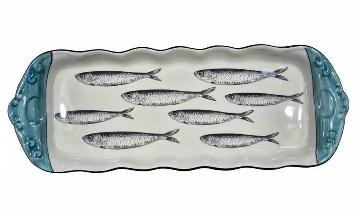 Bandeja gres vidriada artesanal sardinas, imagen 1