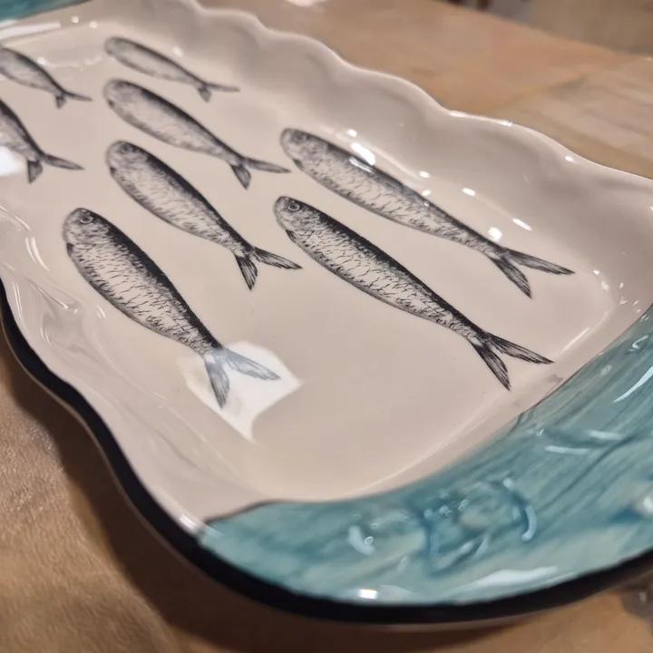 Bandeja gres vidriada artesanal sardinas, imagen 2