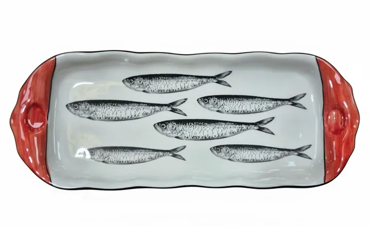 Bandeja mediana gres vidriada artesanal sardinas