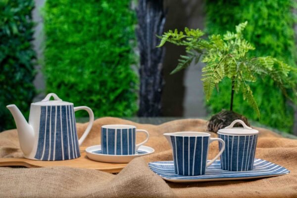 PLATO RECTO AZUL Y BLANCO PORCELANA 27CM - 10147 - Imagen 2